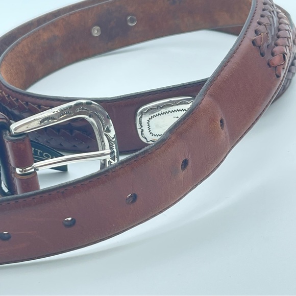 Vintage 1991 Brighton Leather Concho Braided Belt Men’s Women’s Unisex 42 - Picture 5 of 12